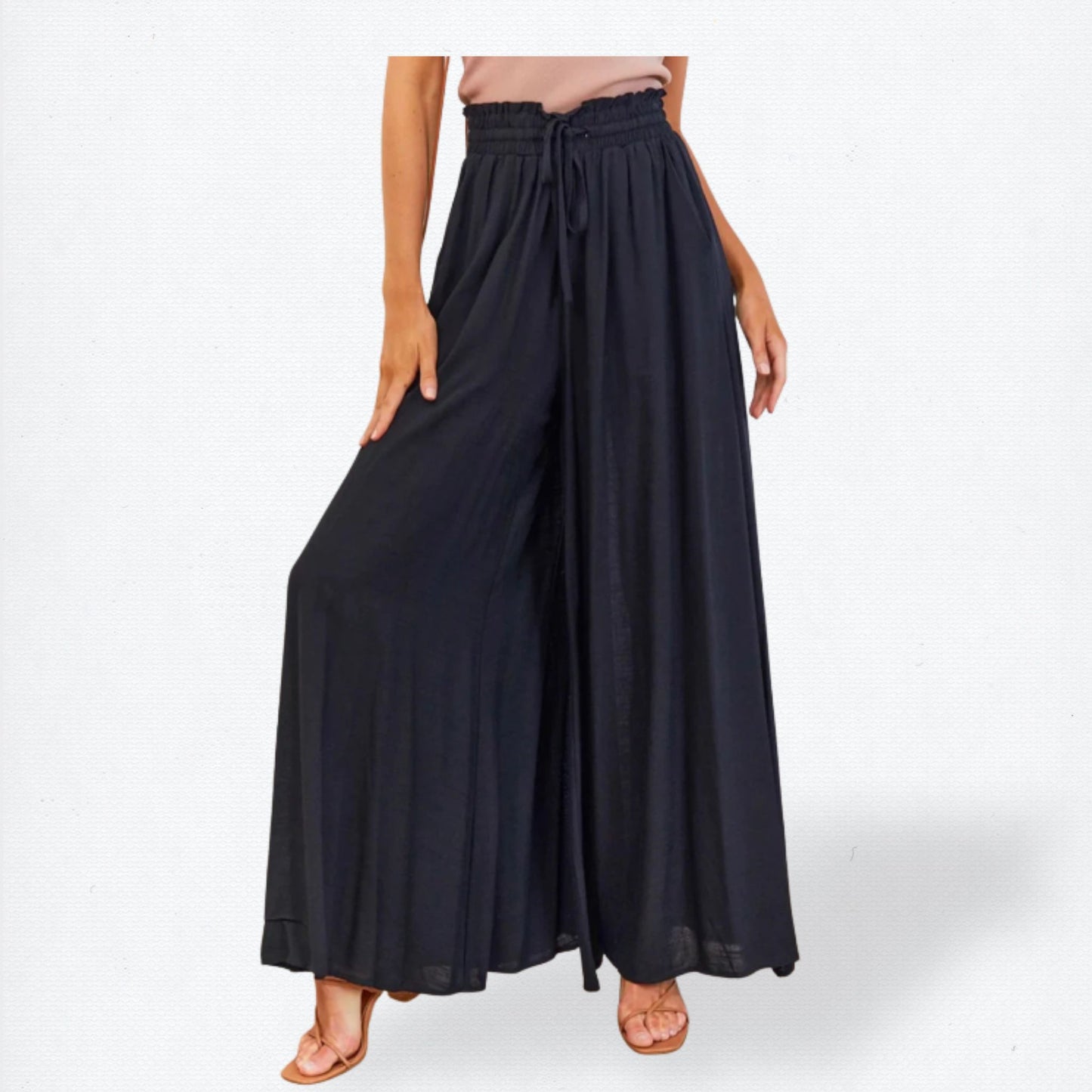 Summer women's Wide Leg Pants With Elastic Waistband