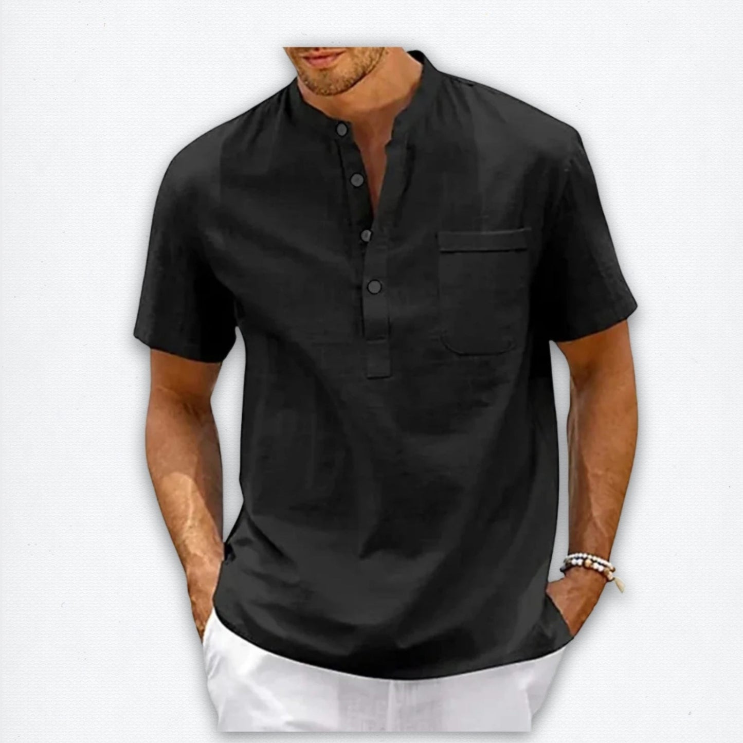Cotton Linen Henley Shirt: Your Ultimate Summer Power Move.