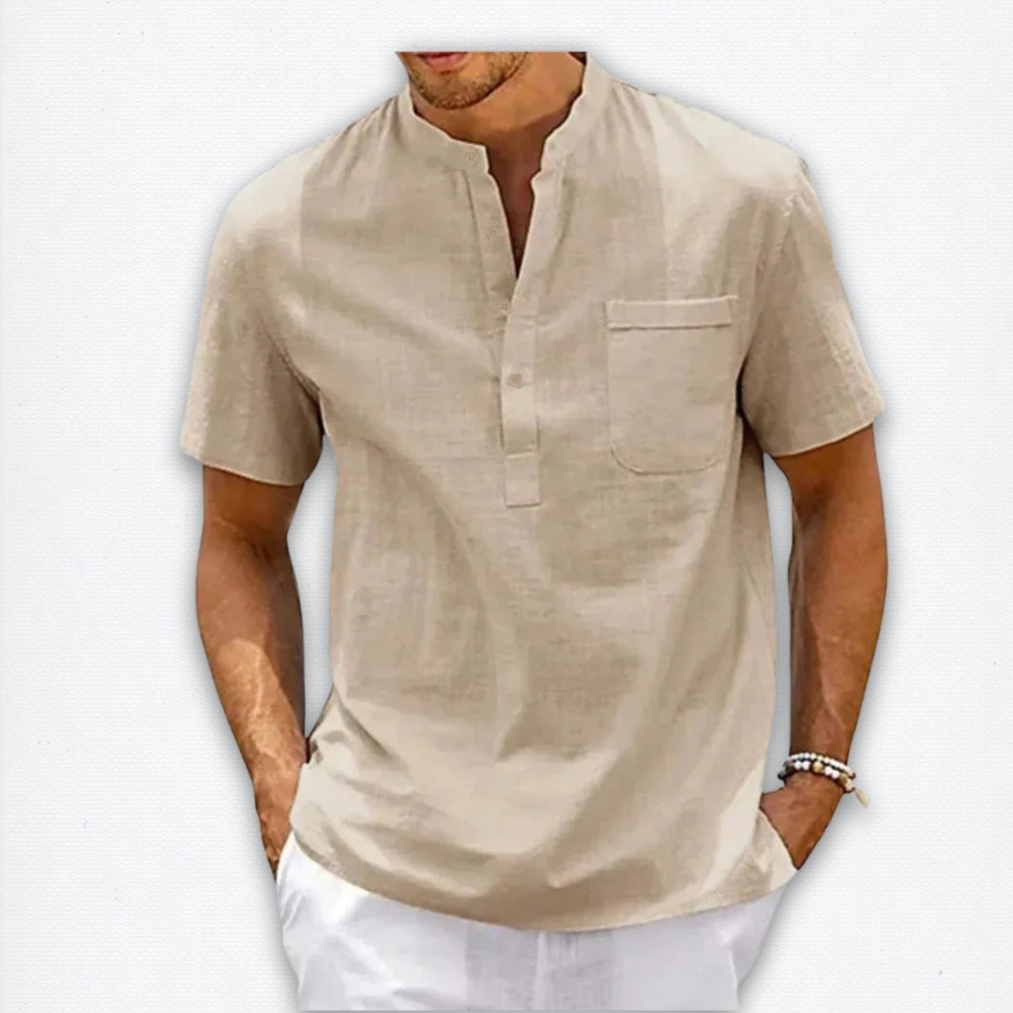 Cotton Linen Henley Shirt: Your Ultimate Summer Power Move.