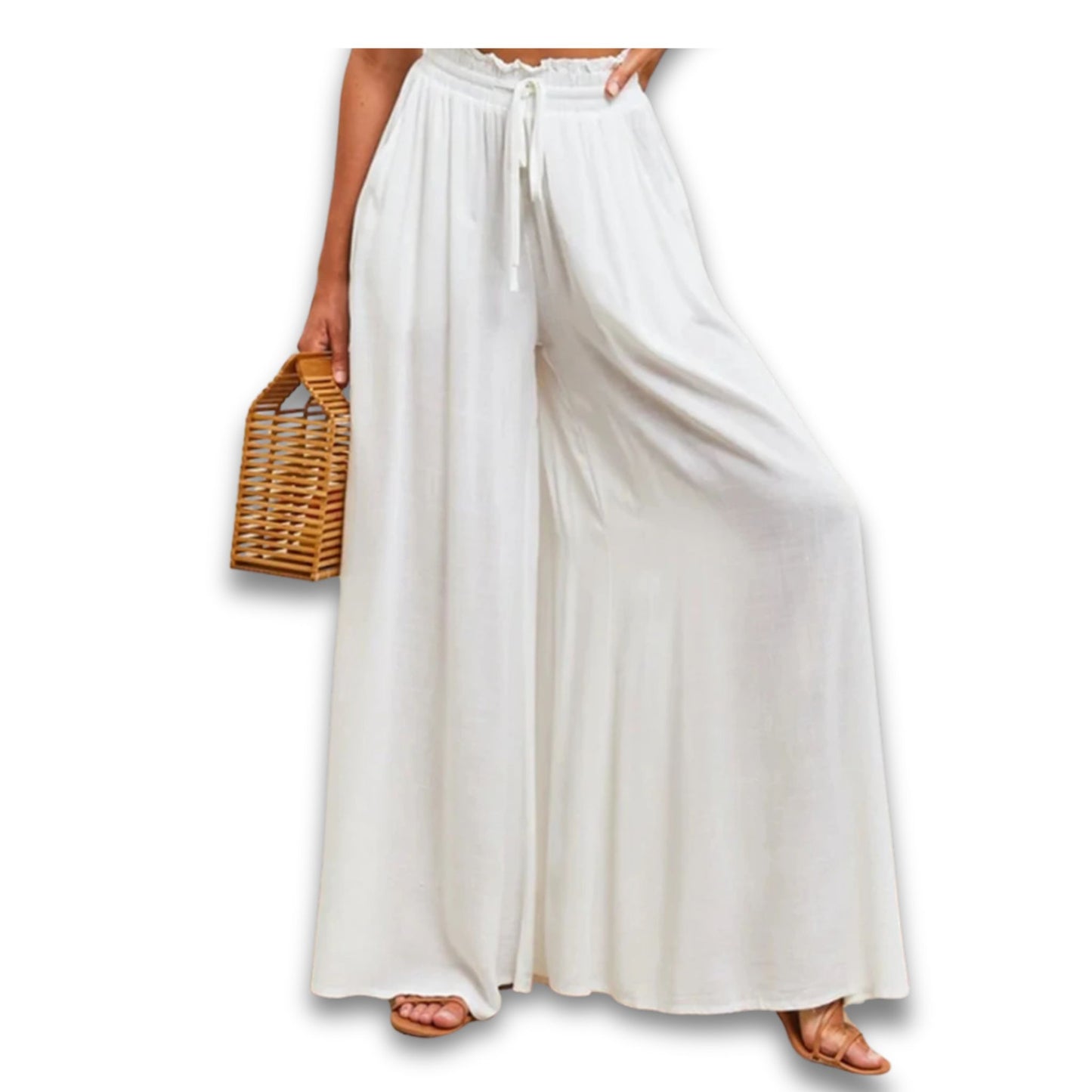 Summer women's Wide Leg Pants With Elastic Waistband