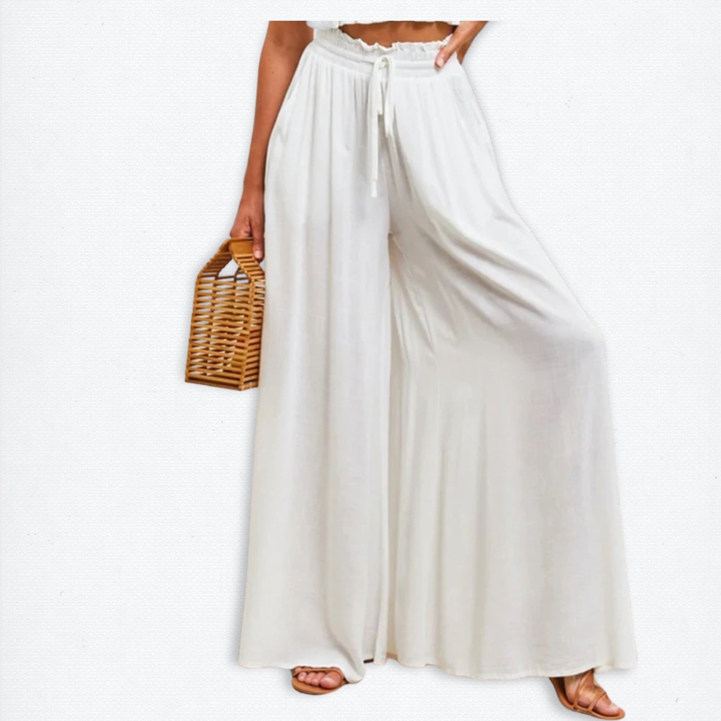 Summer women's Wide Leg Pants With Elastic Waistband