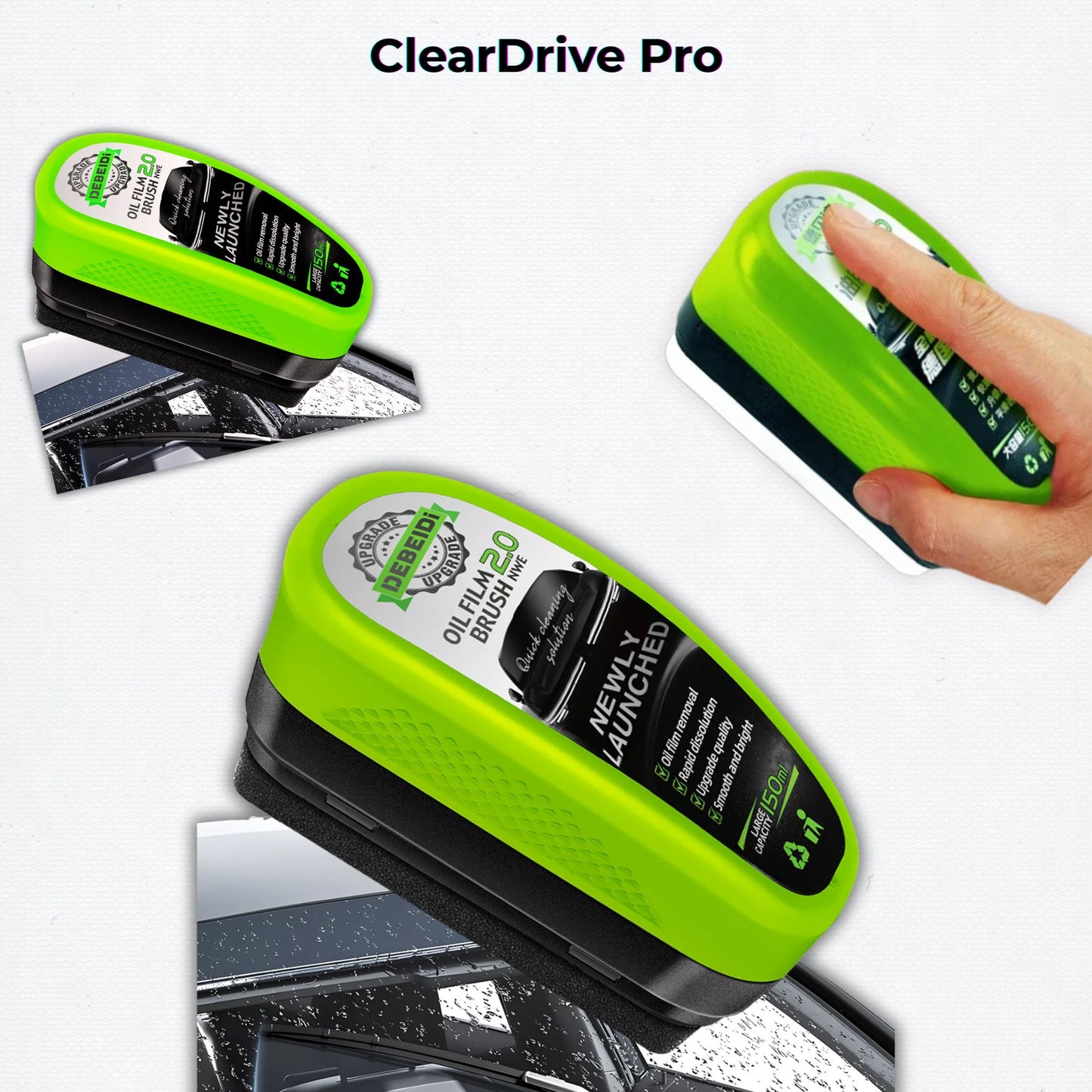 ClearDrive Pro – Oil Film Remover & Glass Cleaning Kit (150ml + Sponge Brush)