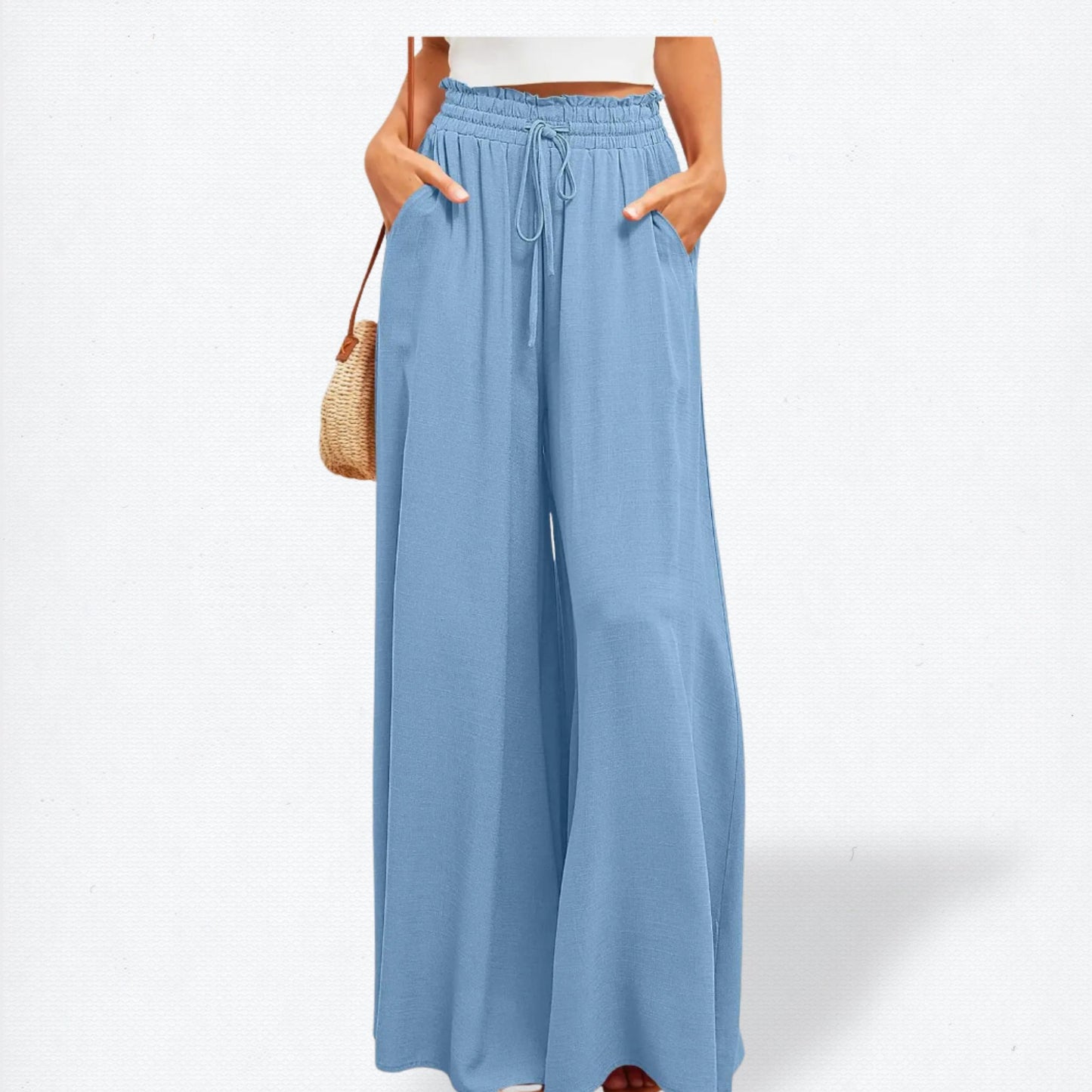 Summer women's Wide Leg Pants With Elastic Waistband