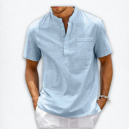 Cotton Linen Henley Shirt: Your Ultimate Summer Power Move.