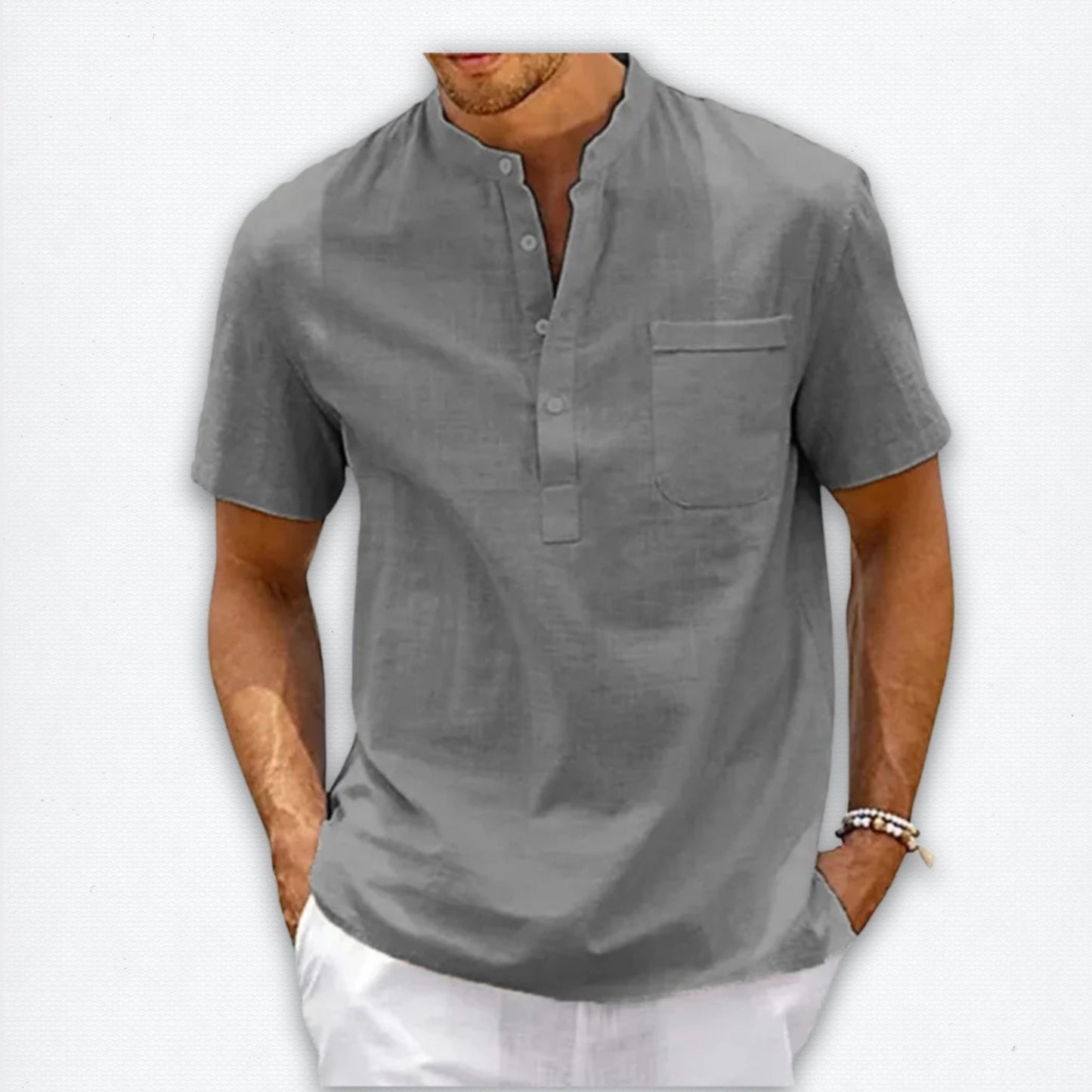 Cotton Linen Henley Shirt: Your Ultimate Summer Power Move.