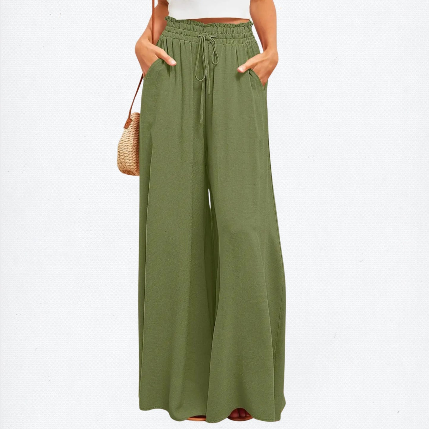 Summer women's Wide Leg Pants With Elastic Waistband