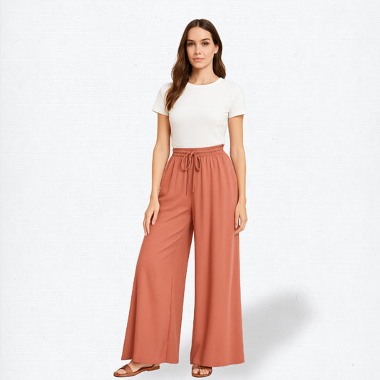 Summer women's Wide Leg Pants With Elastic Waistband