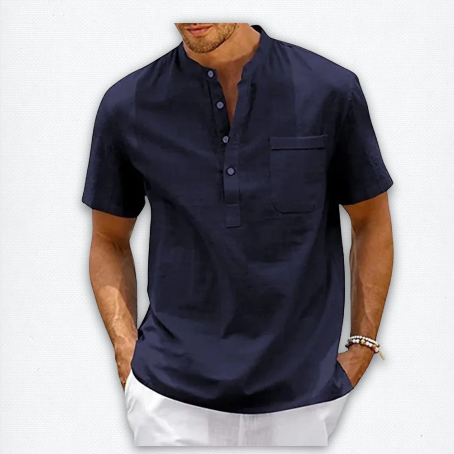 Cotton Linen Henley Shirt: Your Ultimate Summer Power Move.