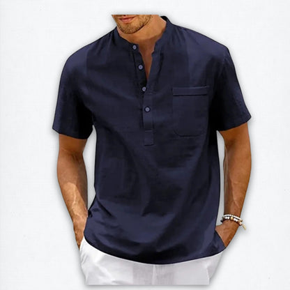 Cotton Linen Henley Shirt: Your Ultimate Summer Power Move.