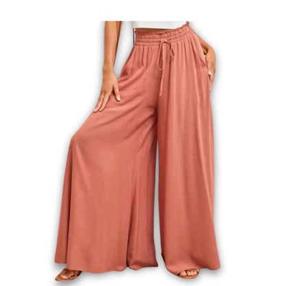 Summer women's Wide Leg Pants With Elastic Waistband
