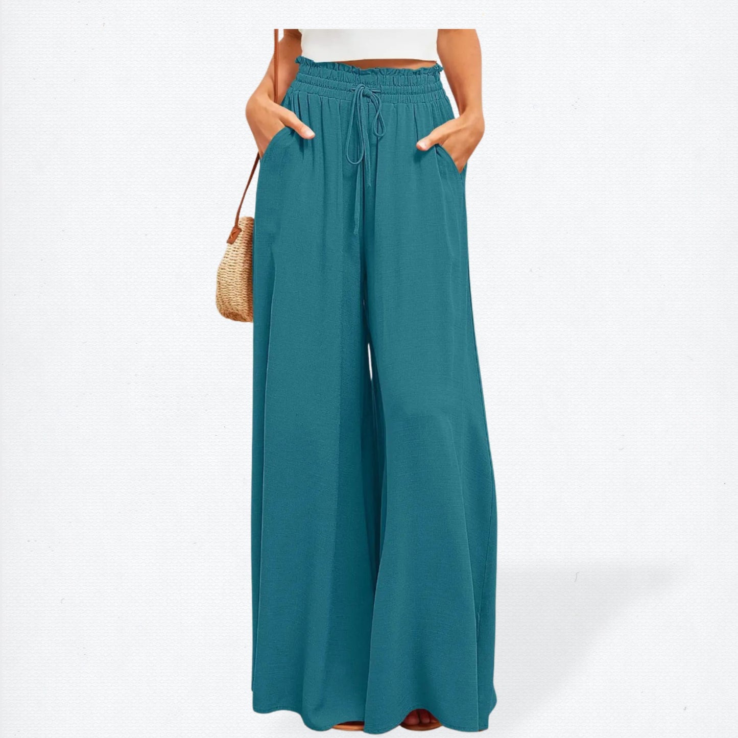 Summer women's Wide Leg Pants With Elastic Waistband